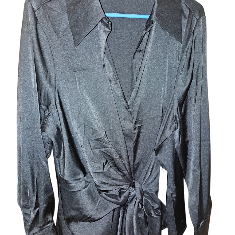Eloquii Black Satin Blouse